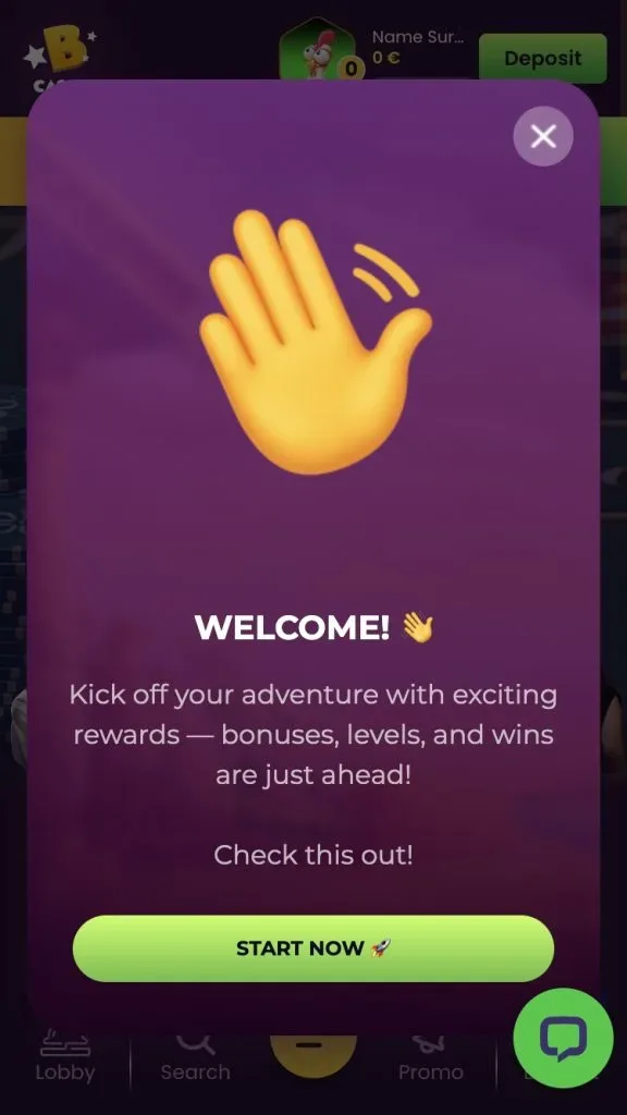 Entering details when registering a Bizzo Casino account